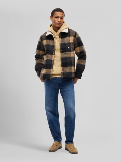 Tommy Jeans Oversized overhemdjack met platte kraag model 'TEDDY COLLAR BRUSHED' Zwart - 1