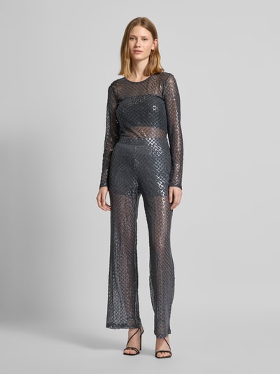 Vero Moda Loose Fit Meshhose mit Paillettenbesatz Modell 'SAFINA' Anthrazit 1