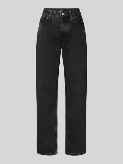 Produktfoto, schwarze Boyfriend Fit Barrel Jeans aus reiner Baumwolle Modell 'CRAFT' von Pepe Jeans, Damen Barrel Jeans, glatte Denim-Textur