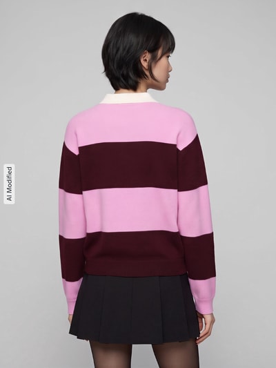 Jake*s Casual Pullover mit Polokragen Pink 5