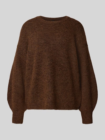 Produktfoto, brauner Regular Fit Pullover mit Woll-Anteil Modell 'NELLIE' von ONLY, Damen Pullover von ONLY, strukturierte Oberfläche