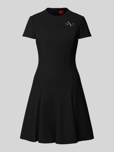 HUGO Sukienka etui rozkloszowana z dodatkiem wiskozy model ‘KEJULI’ Czarny 2