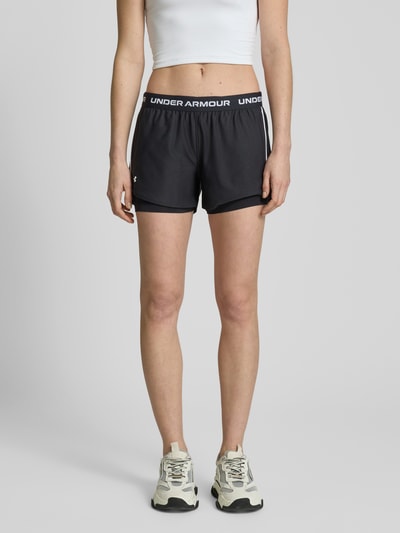 Under Armour Regular fit korte broek met label op tailleband, model 'Tech Play Up' Zwart - 4