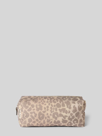 Produktfoto, Etui mit Allover-Animal-Print Modell 'Pouch' von STUDIO NOOS, beżowe i brązowe odcienie, logo, faktura gładka