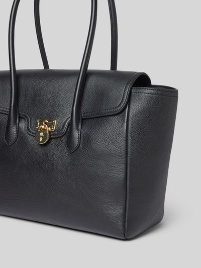 Lauren Ralph Lauren Torebka skórzana z zawieszką z logo Czarny 3