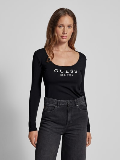 Guess Shirt met lange mouwen en labelprint, model 'CARRIE' Zwart - 4