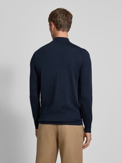 Profuomo Pullover aus Merinowolle mit Stehkragen Marine 5