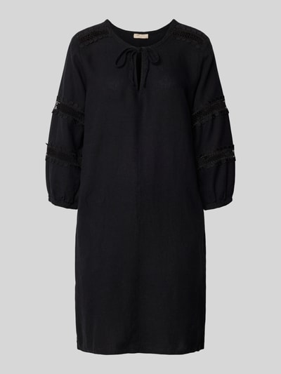 FREE/QUENT Knielange linnen jurk van een mix van linnen en viscose, model 'Laluna' Zwart - 2