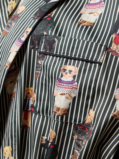 Produktfoto, Regular Fit Morgenmantel mit Polo-Bear-Motiv von Polo Ralph Lauren, damski szlafrok, pasiasty wzór, motyw nadruk polo bear