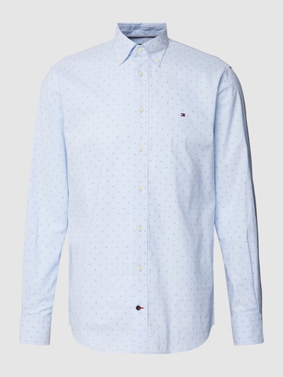 Tommy Hilfiger Business-Hemd mit feinem Allover-Muster Modell 'GEO' Hellblau Melange 2
