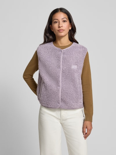 Jake*s Casual Gilet van teddybont met steekzakken Lavendel - 4