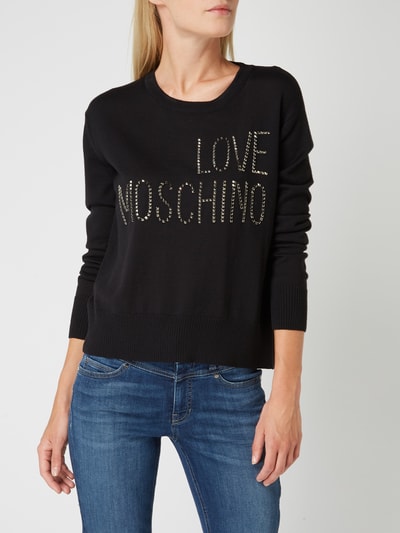 Love Moschino Pullover mit Logo aus Nieten Black 3