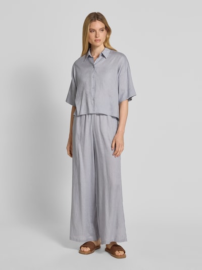 Drykorn Relaxed fit linnen blouse met extra brede schouders Lichtblauw - 1