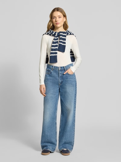 OPUS Longsleeve mit geripptem Rundhalsausschnitt Modell 'Sifa' Offwhite 1