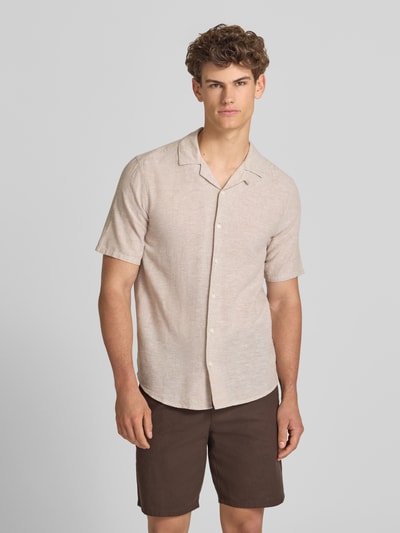 ONLY & SONS Koszula casualowa o kroju slim fit z mieszanki bawełny i lnu model 'CAIDEN' Beżowy 4