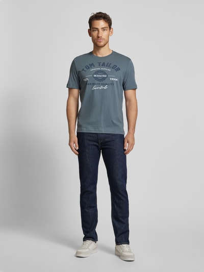 Tom Tailor Regular Fit T-Shirt mit 1/2-Arm aus reiner Baumwolle Rauchblau 1