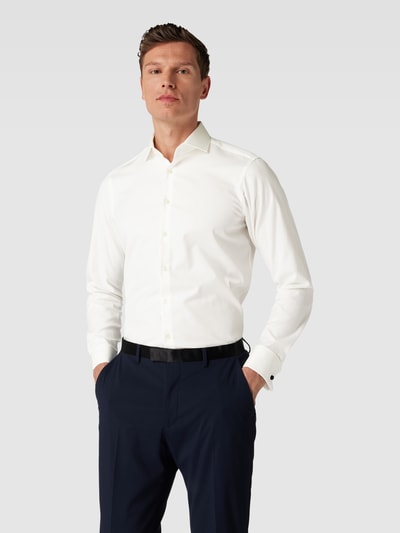 Jake*s Slim Fit Regular fit zakelijk overhemd met kentkraag Ecru - 4