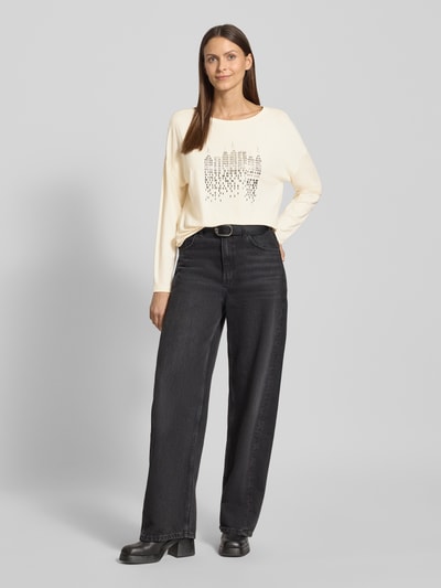 comma Oversized shirt met lange mouwen met labeldetail Offwhite - 1