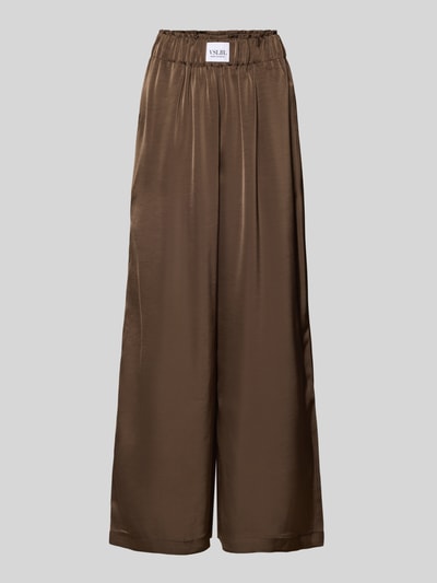 Produktfoto, Wide Leg Stoffhose aus Baumwoll-Mix Modell 'LUCA' von VILLA SOPHIE, Farbe Braun, Optik: Unifarben, Passform: Wide-Leg-Pants, Applikation: Label-Patch, Bundabschluss: elastisch, seitliche Eingrifftaschen, glatte strukturierte Oberfläche