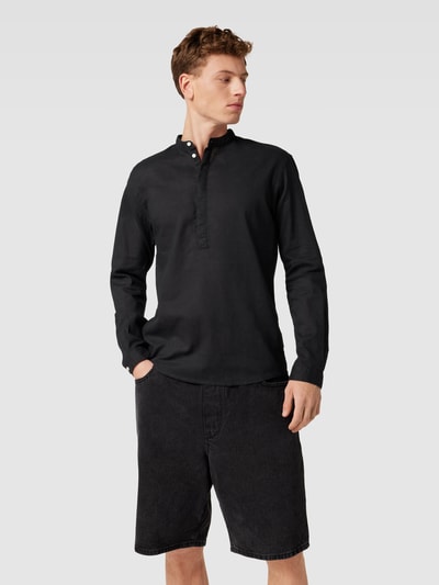 Tom Tailor Denim Relaxed Fit Freizeithemd mit Stehkragen Black 4