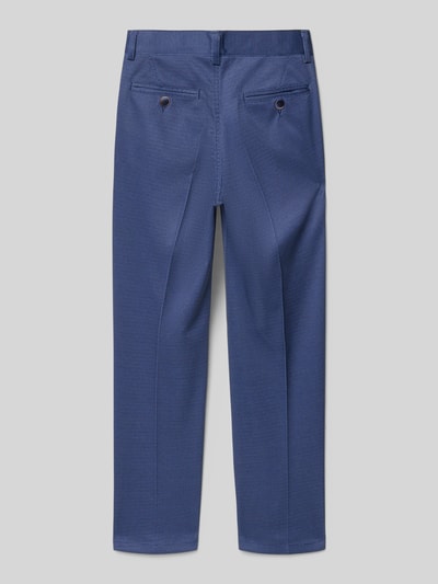 Produktfoto, Stoffhose mit französischen Eingrifftaschen von G.O.L. in Blau, Material-Mix mit Viskose-Anteil, Slim Fit, Gesäßtaschen, Knopf- und Reißverschluss, sichtbare Struktur, Rückansicht