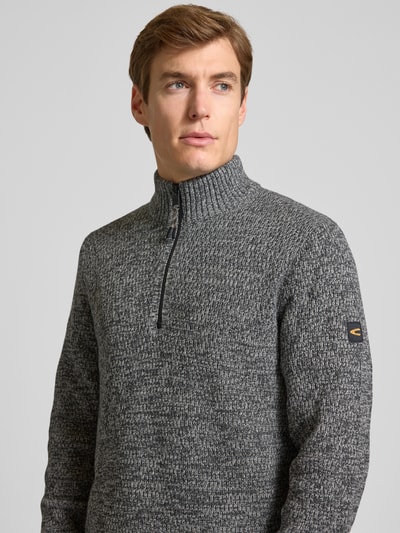 camel active Slim Fit Troyer mit Reißverschluss Modell 'Mouline' Anthrazit 3
