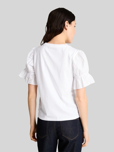 Tom Tailor Denim Loose Fit T-Shirt aus reiner Baumwolle mit Lochstickerei Weiss 5