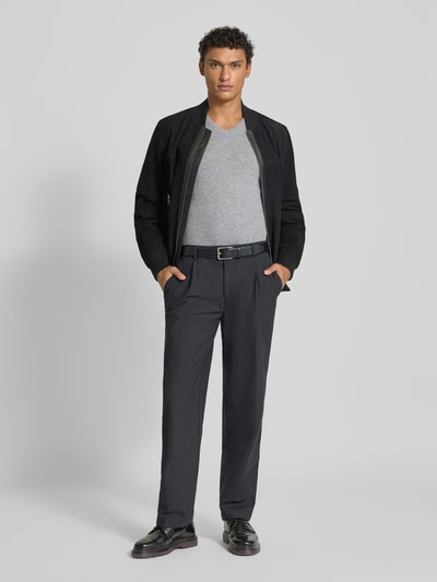 Christian Berg Men Kaschmirpullover mit V-Ausschnitt Mittelgrau Melange 1