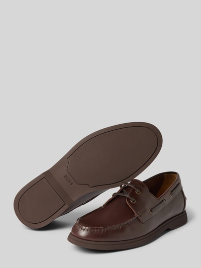 Productfoto, bruine loafers van rundleer met stikseldetails en gladde textuur, Loafer aus echtem Rindsleder Modell 'Sienne_Slon_pllt' van BOSS, Heren Loafer