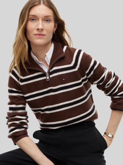 Tommy Hilfiger Troyer aus Wolle mit Logo-Detail Dunkelbraun 3