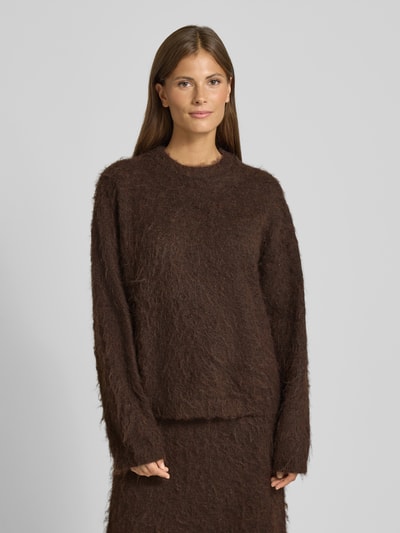 Jake*s Collection Gebreide pullover met ronde hals Donkerbruin - 4