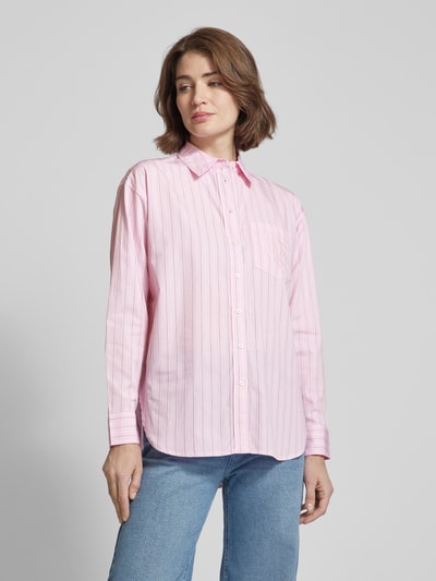 Lauren Ralph Lauren Hemdbluse aus gewachster Baumwolle mit Streifenmuster Pink 4