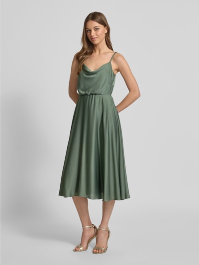 Jake*s Cocktail Knielanges Cocktailkleid mit Wasserfall-Ausschnitt Gruen 1
