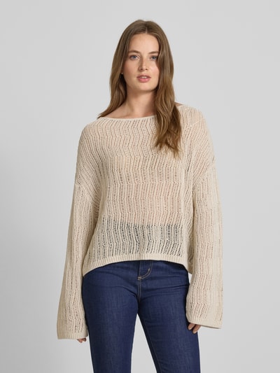 INFLUENCER'S CHOICE BY P&C* Sweter z dzianiny o kroju oversized z dekoltem w łódkę Piaskowy 4
