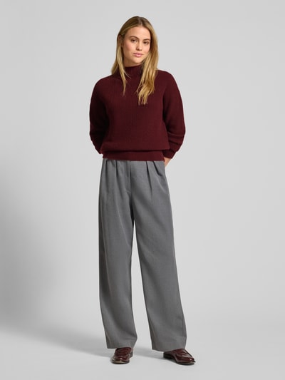 Jake*s Casual Regular fit kasjmier pullover in gebreide look Bordeaux - 1