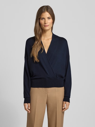 Lauren Ralph Lauren Gebreide pullover met V-hals, model 'WAKIRA' Marineblauw - 4