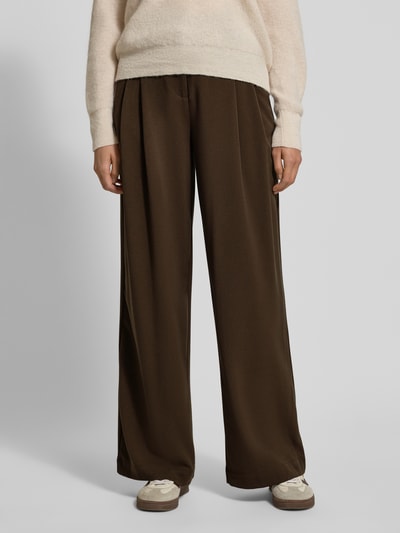 MSCH Copenhagen Spodnie materiałowe z szerokimi nogawkami model ‘Henrika’ Ciemnobrązowy 4
