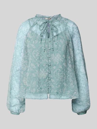 Only Loose fit chiffon blouse met all-over motief, model 'ELIZA LIFE' Rietgroen - 2