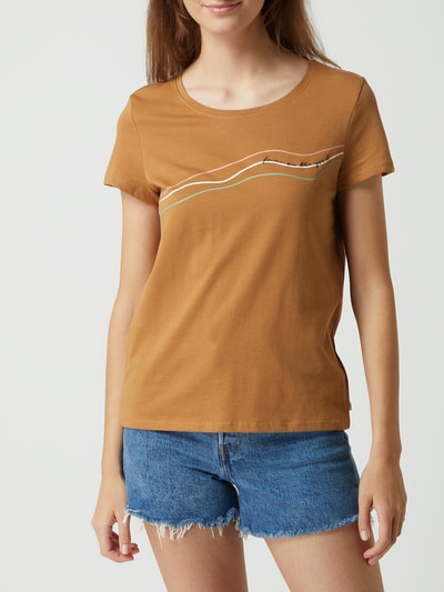 Tom Tailor Denim T-shirt z wyhaftowanym napisem  Camel 4