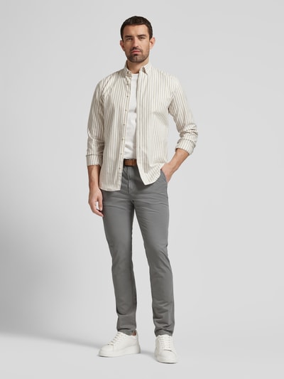 Tom Tailor Denim Slim Fit Chino mit Gürtel Mittelgrau 1