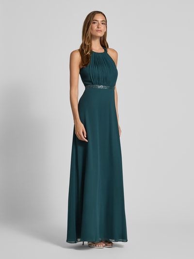 V.M. Avondjurk met plooien en cut-out aan de achterkant Donkergroen - 1