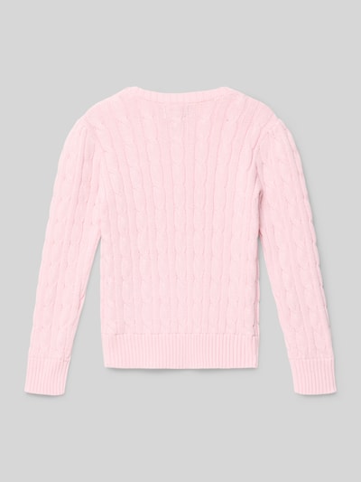 Polo Ralph Lauren Kids Sweter z dzianiny z wyhaftowanym logo Mocnoróżowy 3