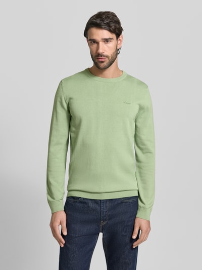 s.Oliver RED LABEL Regular Fit sweter z czystej bawełny Jasnozielony melanż 4