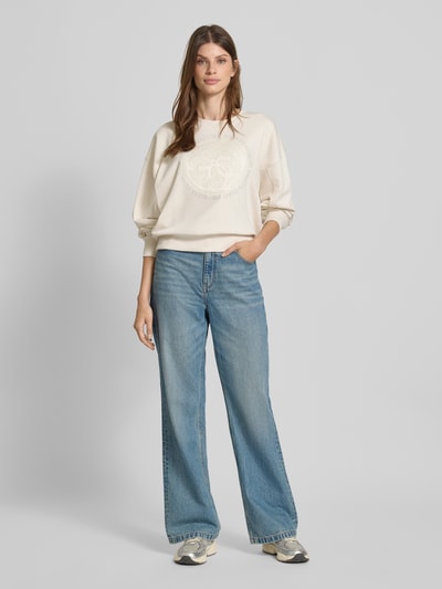 Guess Sweatshirt mit Logo und Rundhalsausschnitt Ecru 1