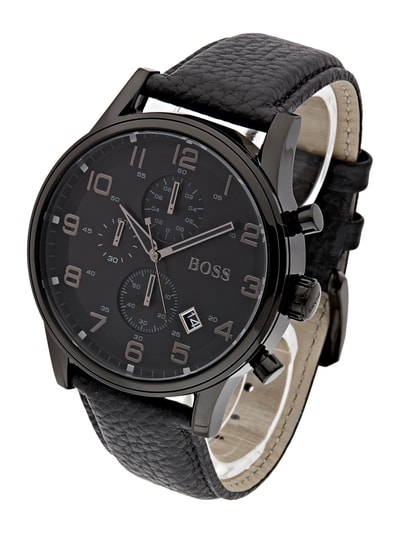 BOSS Chronograph mit Armband aus echtem Leder Black 4