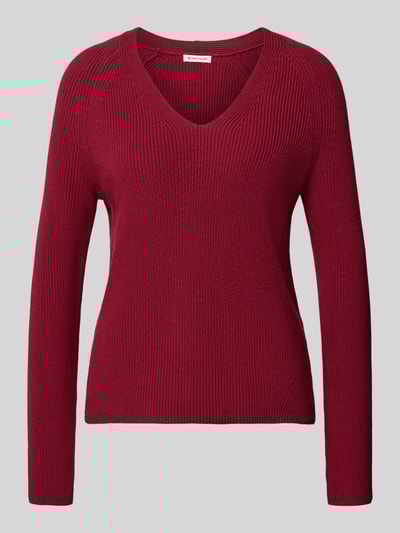 Tom Tailor Regular Fit Strickpullover aus reiner Baumwolle Rot 2