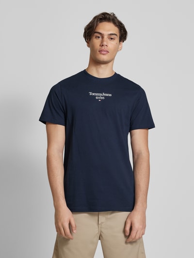 Tommy Jeans T-shirt met labelprint Marineblauw - 4