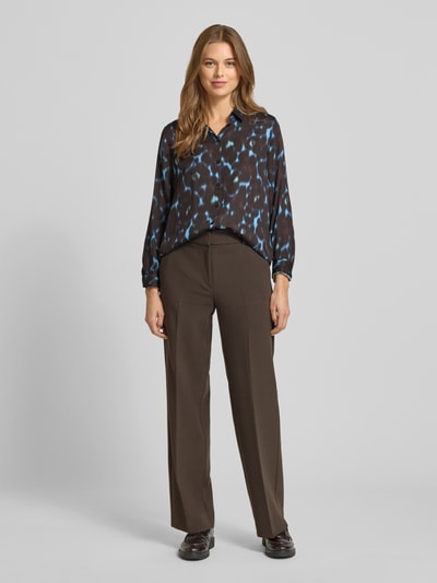 Milano Italy Regular Fit Bluse aus Viskose mit Knopfleiste Schoko 1