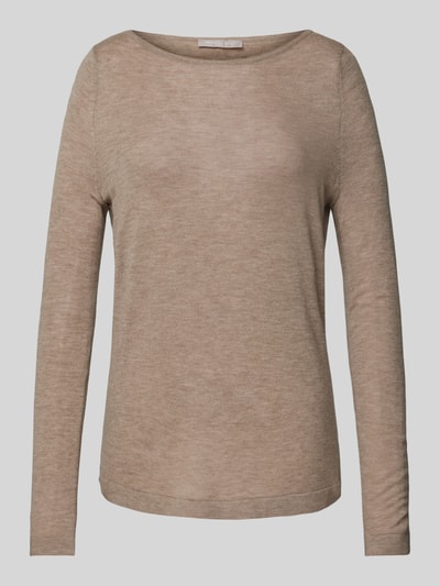 Christian Berg Woman Selection Wollpullover mit U-Boot-Ausschnitt Taupe 2