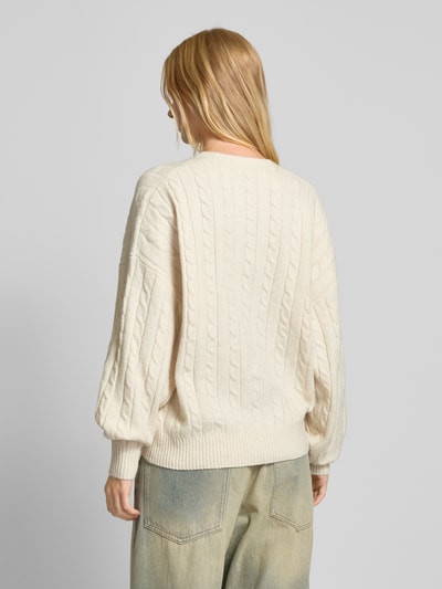 Review Strickpullover mit Zopfmuster Offwhite Melange 5